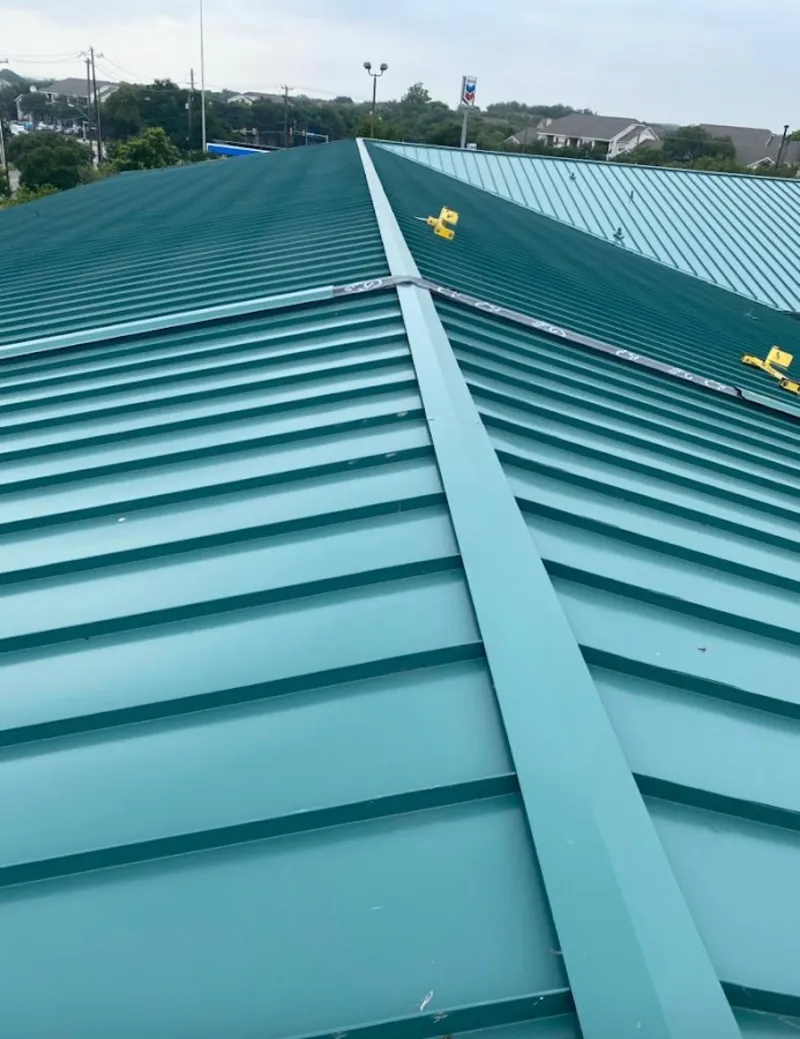 Green commercial metal roof ridge and valley for Metal Roof Repair in Vergennes